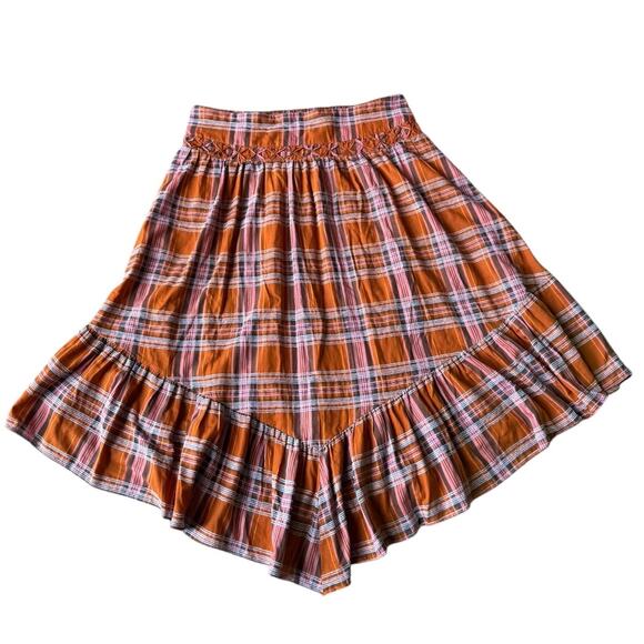 Anthropologie Plaid A-Line Midi Skirt high low high waisted size XL - Picture 2 of 16